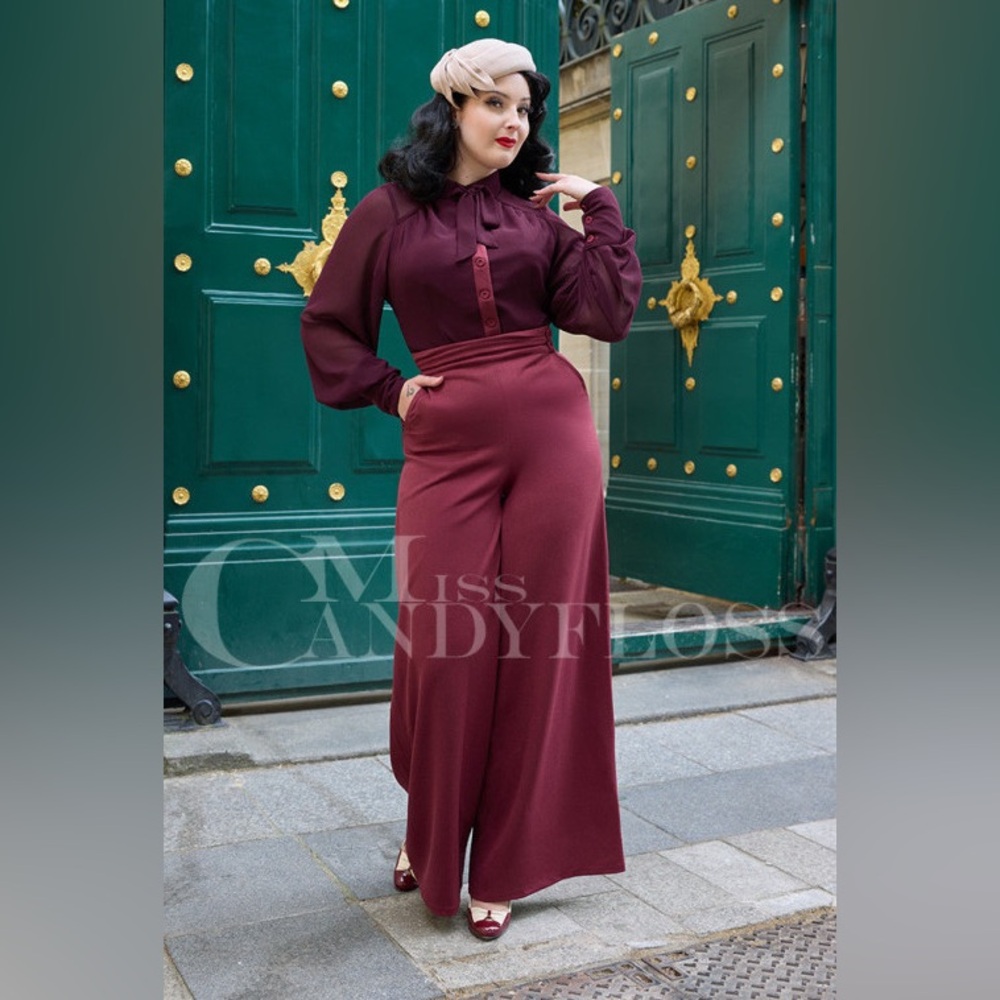 Miss Candyfloss Haider Bo Dress Pants in Wine
